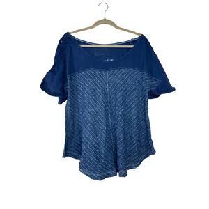 Free People We The Free Shirt Size Large Crochet Sleeve Gauze Distressed Boho